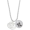 thumbnail image 1 of Delight Jewelry Silvertone Large Rose Outline Silvertone Script Initial Disc - N - Charm Necklace, 20"+3", 1 of 4
