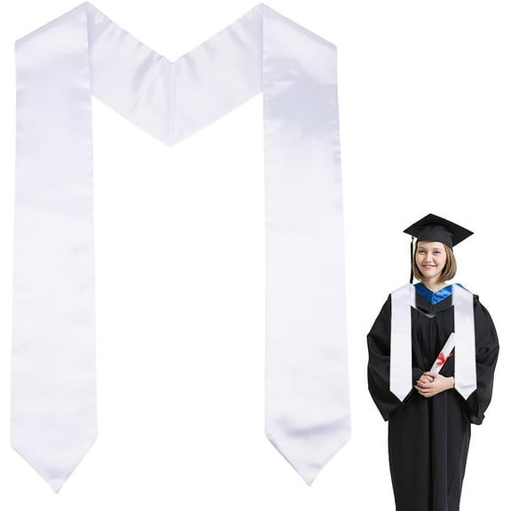 Unisex Adult Graduation Stole Plain Graduation Honor Stoles Sublimation Blank Grad Sash for High School College White DIY