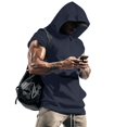 thumbnail image 2 of JTSRKL Mens Sleeveless Hoodies Zip Pocket Casual Athletic Pullover Loose Fit Tops Breathable Quick Drying Summer Sport Training Shirts Gray XXL, 2 of 9