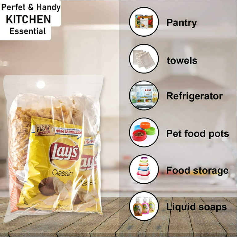[ 10 Count ] Super Big Bag X- Large Thick Plastic Bag - Expandable Bottom - Slider Top - 5 Gallon Size - 3.5 Mill - for Food, Freezer, Travel
