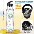 thumbnail image 2 of Kids Insulated Stainless Steel Sports Water Bottle 600ml (20oz) Cute Mermaid Pattern, 2 of 6