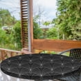 thumbnail image 2 of Ambesonne Neutral Fitted Round Tablecloth, Abstract Floral Geometric, 40"- 44" Diameter, Charcoal Grey White, 2 of 5