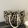 thumbnail image 6 of Leopards Print Fashion Shoulder Bag with Soft Plush Ample Storage Underarm Bags Top Handle Bag for Daily Essential, 6 of 9
