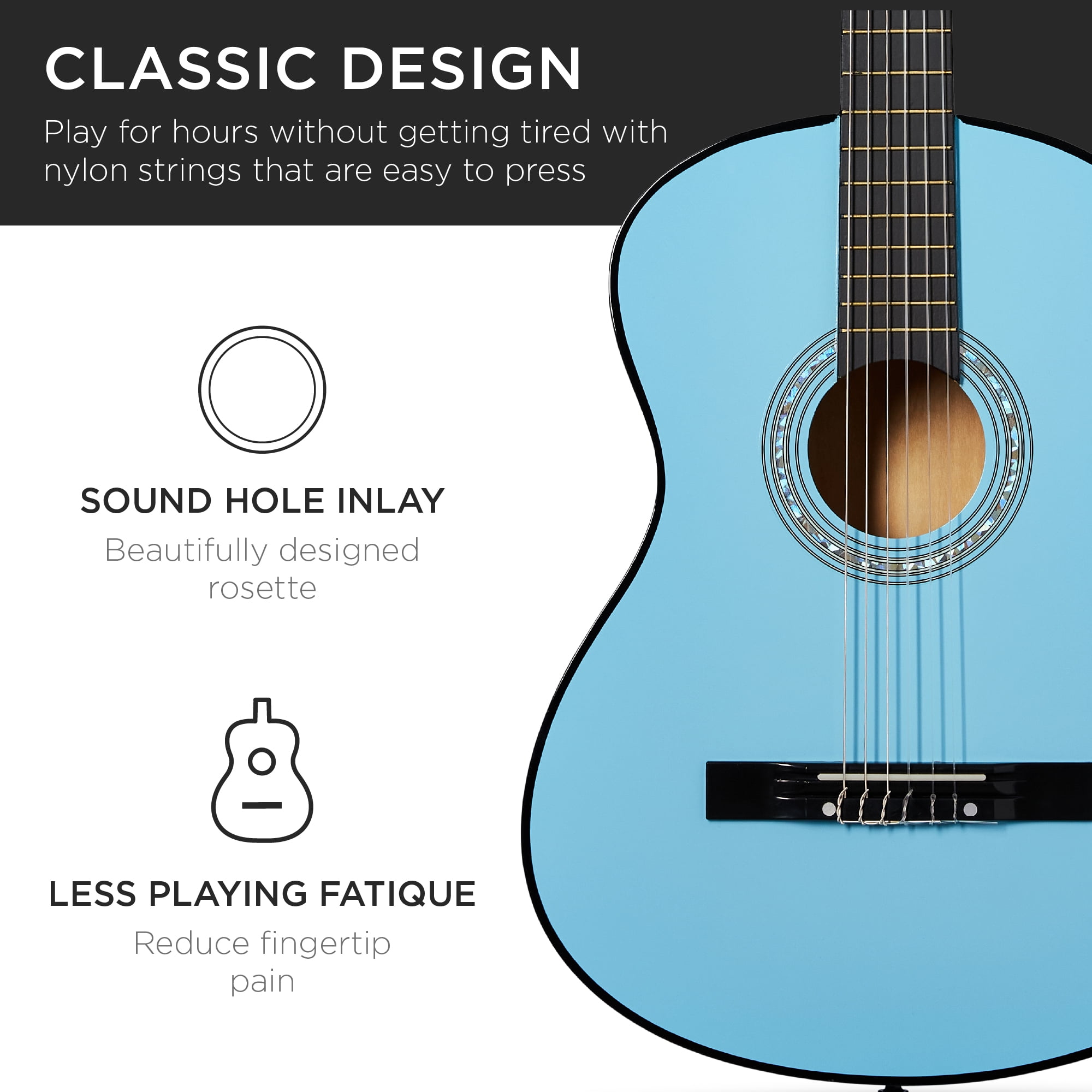 Best Choice Products 38in Beginner Acoustic Guitar Starter Kit w/ Gig Bag, Strap, Extra Strings - Light Blue