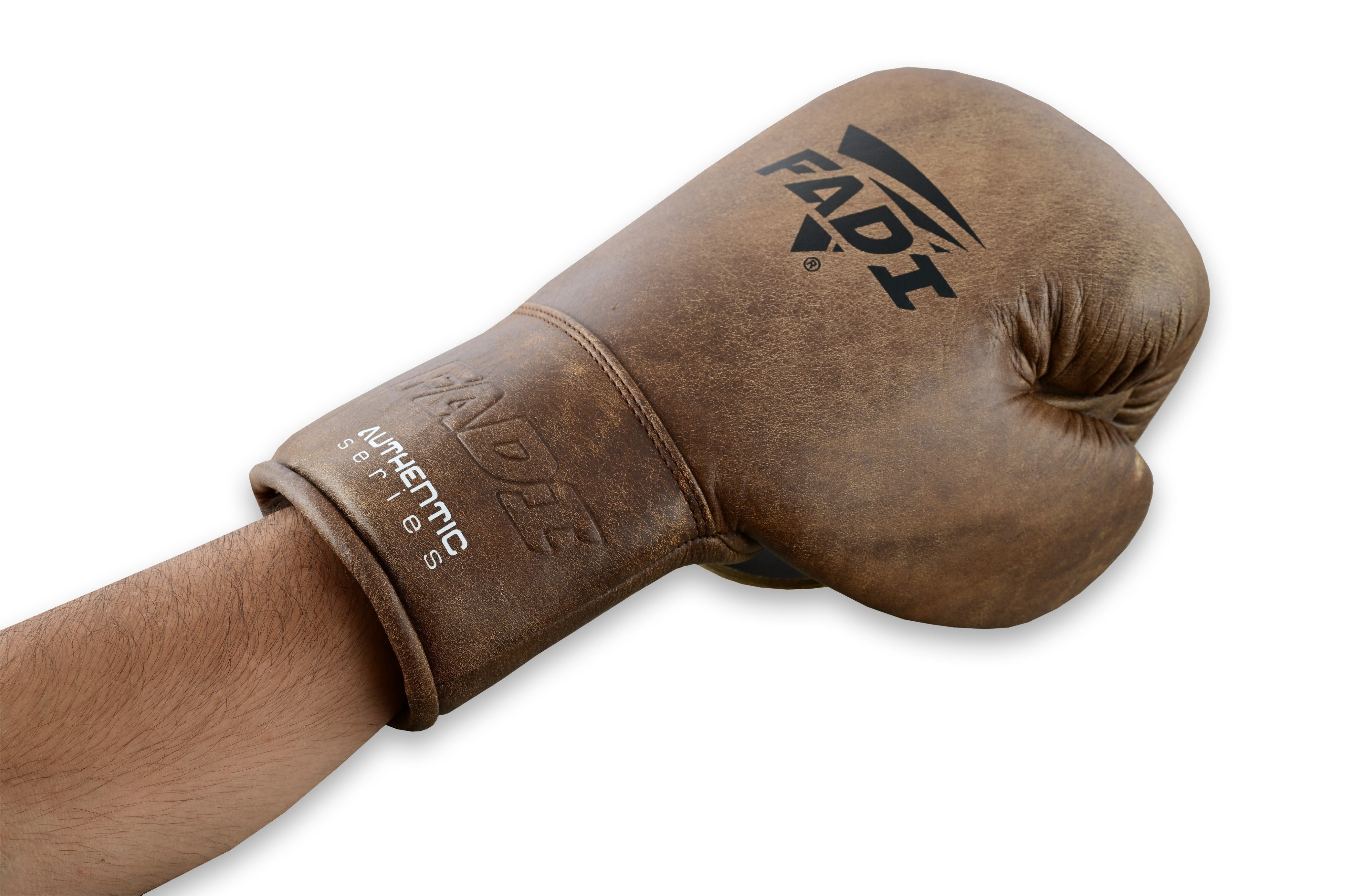 Fadi Sports A2 Lace-Up Boxing Gloves, for Training & Sparring, Cowhide Leather, Vintage Brown color - 14 oz