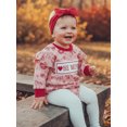 thumbnail image 4 of BemeyourBBs Newborn Baby Girl Valentines Day Outfits Daddy's Little Valentine Gingham Plaid Smocked Bubble Romepr Heart Letters Embroidery Bodysuit with Headband Cute Infant Spring Clothes, 4 of 9