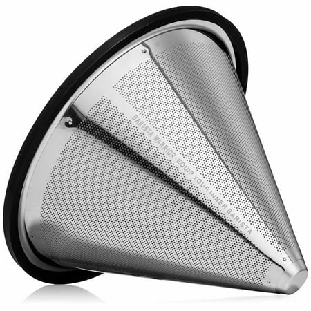 POUR OVER COFFEE FILTER - Reusable Stainless Steel Coffee Filter Cone for Chemex, Hario V60, and Other Pour Over Coffee...