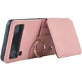 thumbnail image 4 of for Samsung Galaxy Z Flip 4 Case with Card Holder, [Retractable Hinge Cover] All-Round Protection Premium PU Leather Hard PC Back Cover with Ring Wallet Phone Case for Z Flip 4 2022 - Pink, 4 of 11