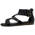 thumbnail image 2 of Ollio Women's Flat Shoes Gladiator Strappy Buckle Ankle Strap Back Zipper Sandals ZM1996, 2 of 6