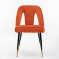 thumbnail image 3 of Hassch Modern Dining Chairs Set of 2, Velvet Upholstered Side Chairs with Nailhead Trim and Gold-Tipped Black Metal Legs, Easy to Assemble, Orange, 3 of 9
