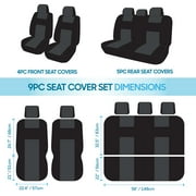 BDK PolyPro Car Seat Covers for Car Truck Van SUV, Front and Rear Split Bench Full Set, Easy to Install Universal Auto Fit, Charcoal