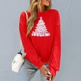 thumbnail image 6 of asdoklhq Christmas Plus Size Sweaters for Women Round Neck Hoodless Christmas Printed Casual Loose Sweatshirt Red S, 6 of 6