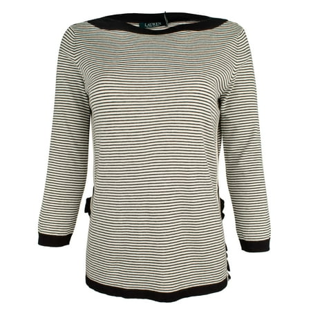 Lauren Ralph Lauren Women's Petite Ruffled Striped Sweater