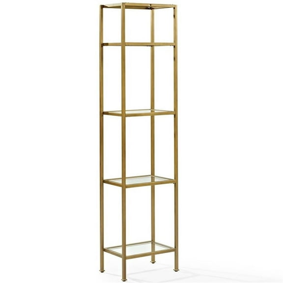 Allora 4 Shelf Narrow Glass Etagere in Antique Gold
