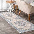 thumbnail image 1 of nuLOOM Ethel Medallion Fringe Runner Rug, 2' 6" x 8', Light Blue, 1 of 4