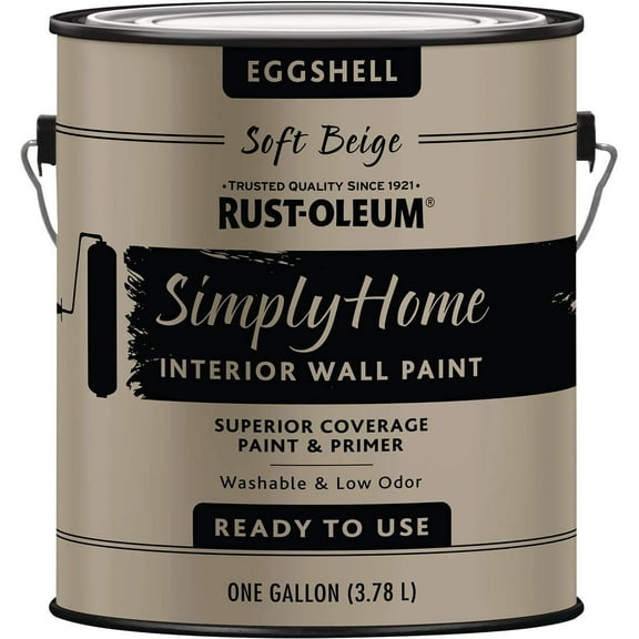 Rust-Oleum Simply Home Interior Wall Paint 332118 Simply Home Eggshell Interior Wall Paint, Soft Beige, 128 Fl Oz