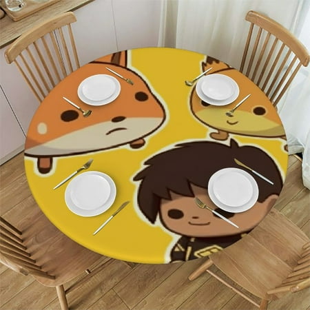 

Autua Cute Cat Round Table Cover 100% Polyester Stain Resistant Washable Tablecloth Kitchen Dining Wedding Parties Home Kitchen Holiday Dinner Table Cover 46 -50