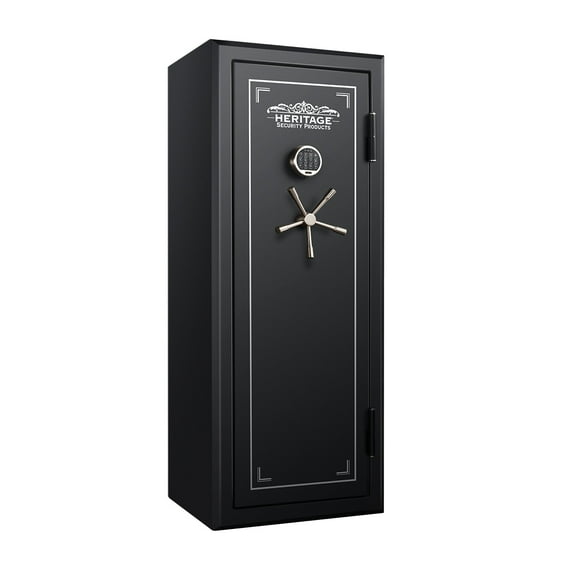 Heritage 24 Gun Fire and Water Safe with Electronic Lock, Backup Key, Black, Long Gun Safe Model 24EBH