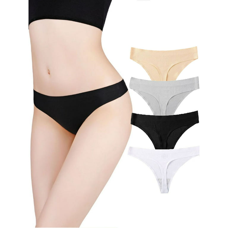 Spencer 4 Pack Women's Seamless Thongs No Show Panties Breathable Underwear  Invisible Hipster Thongs S-XL 