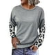 thumbnail image 4 of Camisa De Bloque De Color Con Estampado De Leopardo, Cómoda, Suave, Elástica, Para Mujer, Con Cuello Redondo, Puños Sueltos, Ajuste Regular Para La Vida Diaria ANGGREK Otros, 4 of 6