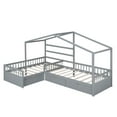 thumbnail image 6 of Euroco Wood Twin Size Platform Bed, 2 Beds in One House Bed with 3 Drawers, Gray, 6 of 11