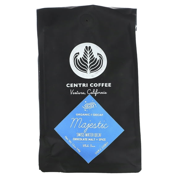Centri Coffee, Organic Majestic, Chocolate Malt   Spice, Whole Bean, Decaf, 12 oz (340 g)