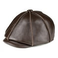 thumbnail image 2 of Men Newsboy Cap Octagonal Hat Dark Brown Vintage Mens Berets Flat Peaked Cap ,Fashion, 2 of 2