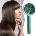 thumbnail image 3 of Cepillo de pelo autolimpiante de una tecla Peine de masaje antiestático con bolsa de aire (verde) Tmvgtek Cuidado Belleza, 3 of 9