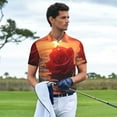 thumbnail image 4 of Daiia Romantic Roses Sunset Ocean Pattern Men’s Polo Shirts,Solid Deck Shirt,Classic Fit, Breathable Cotton Polo for Casual and Sport Wear-3X-Large, 4 of 7