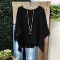 thumbnail image 2 of hlysgo Women's Batwing Sleeve Tunic Tops V Neck Double Ruffle Trim Boho Blouse Casual Loungewear Home Vacation Shirts Black,2xL, 2 of 5