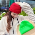 thumbnail image 4 of Sonducket Sombreros de mujer, sombreros de Color sólido, accesorio de ropa, gorros de invierno flexibles y cómodos, gorro de punto Unisex grueso para Sombreros Verde brillante, 4 of 6
