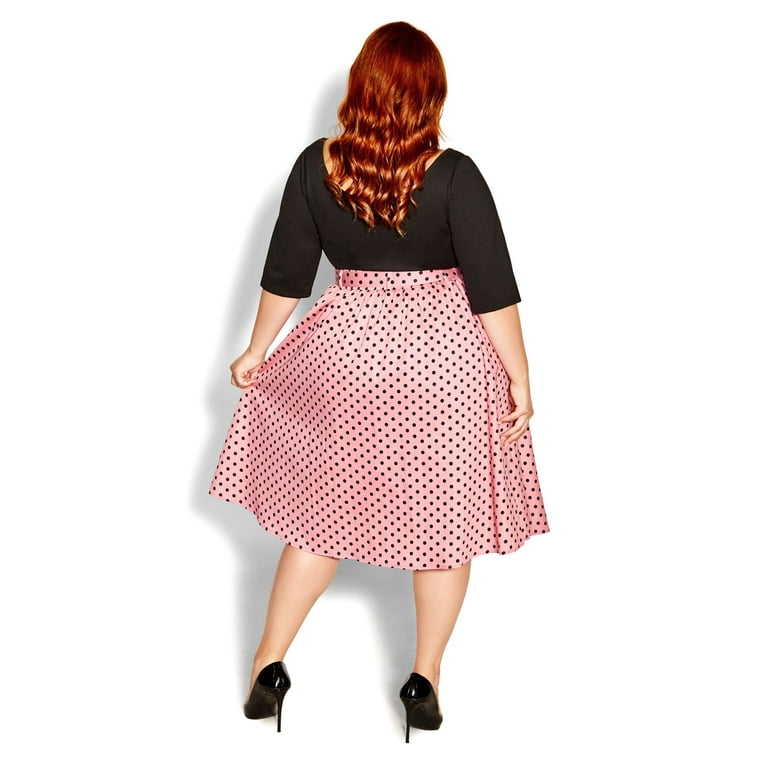 City Chic Women's Plus Size Annabella Skirt - Retro Spot 