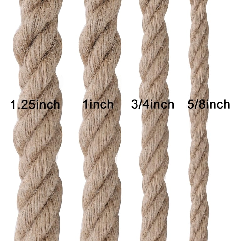 Natural Jute Rope – 1 Inch X 50 Feet, 4-Strand Twisted Manila Hemp, Heavy-Duty For Crafts, Swings, Landscaping, Tug Of War, And Decor