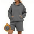 thumbnail image 2 of NMMUED Sweat Set for Women Athleisure Sets Women Sweat Shorts Sets Track Suits for Women Set Oversized Casual Fleece Hoodie Sets, Dark Gray XL, 2 of 7