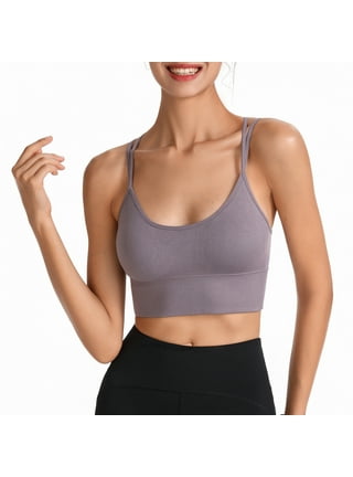 SHCKE Sexy Hollow Out Back Sports Bra for Women Cross Back Strappy Workout  Yoga Tops Bra