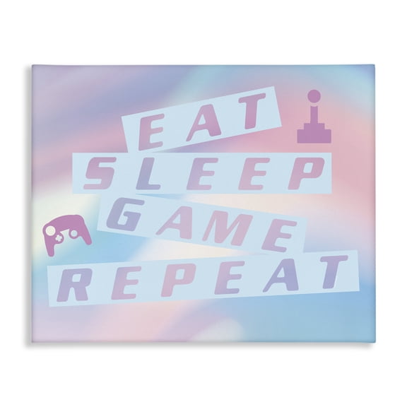 Stupell Industries Contemporary Pastel Eat Sleep Game Canvas Art, 20 x 16, by Yass Naffas Designs