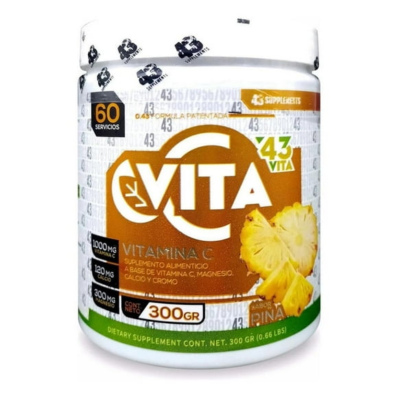 Vitamina C 43 Vita Suplemento En Polvo 300g Sabor Piña