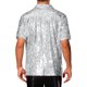 thumbnail image 3 of Camisa de vestido con lentejuelas INSPIRE CHIC para hombres, de manga corta, botón abajo, camisetas de disfraz de disco de los 70, S, plateado, 3 of 4