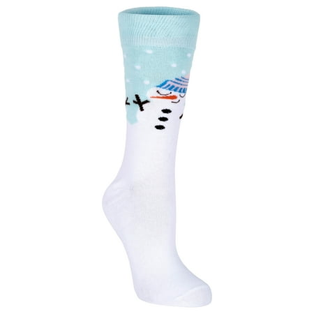

Playful White Snowman One Size Cotton Blend Novelty Crew Socks