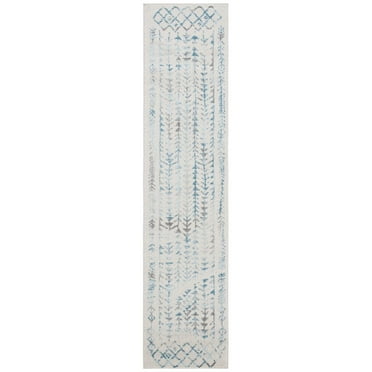 SAFAVIEH Tulum Goddard Moroccan Geometric Runner, 2' x 9', Ivory/Turquoise