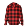 thumbnail image 2 of Goofa Buffalo Plaid Red Black Printed Women's UPF 50+ Sun Protection Hoodie Jacket Lightweight Long Sleeve Sun Shirt for Women with Pocket Hiking Outdoor-Small, 2 of 9