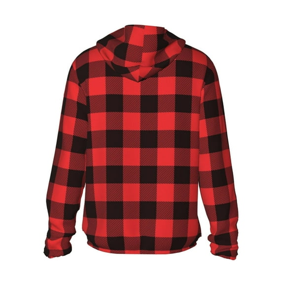 Kdxio Buffalo Plaid Red Black Print Women Men Sun Protection UPF 50  Jackets Zip Up Long Sleeve Hoodie Hiking Lightweight with Pockets