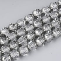 1 strand Electroplate Glass Beads Strands Half Silver Plated Faceted Round Clear 8~8.5x7~8mm Hole: 1mm 40pcs/strand 11.8 inch