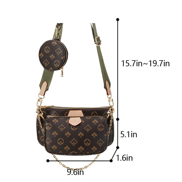 Sexy Dance Womens Checkered Tote Shoulder Bag,PU Vegan Leather Crossbody  Bags,Fashion Satchel Bags,Big Capacity Handbag With Coin Purse including 3  Size Bag 6 in 1 Set,Green Print 