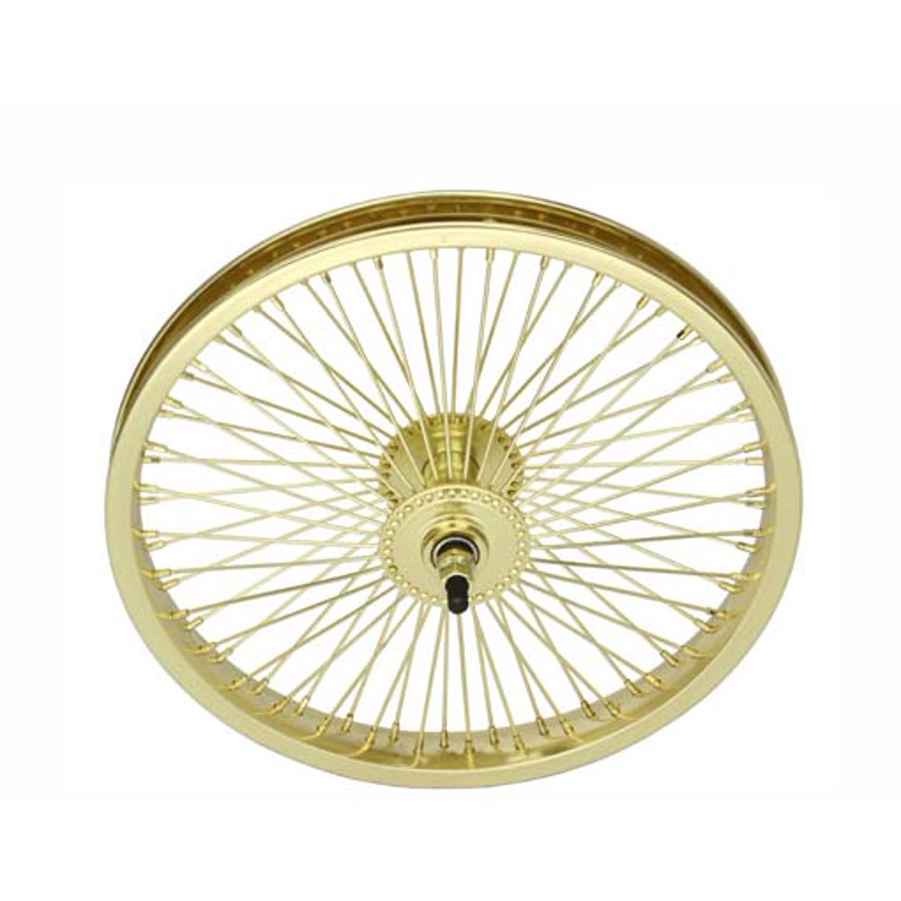 16" 72 Spoke Front Wheel 14G Gold. Bicycle wheel, bike wheel, Lowrider