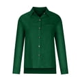 thumbnail image 3 of Women's Solid Color Long Sleeved Shirt With Pockets Lapel Buttons Casual Shirt Low V Neck Shirts for Women Sexy 50 Clothes for Women Woman Woman Shirt Womens Dress Shirts And Blouses for Work Half, 3 of 4