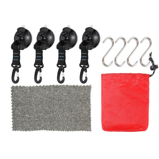 Anclas carpas Asegurar ganchos fijación 4pcs succión con s-Hook múltiple para acampar baldosas vidrio automóvil
