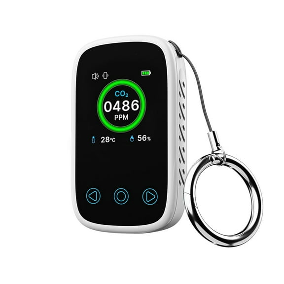 Digital Portable Carbon Dioxide Detector with Alarm Mini Temperature & Humidity Meter CO2 Detector for Indoor,1 x Air Quality Detector 1 x Type-C charging cable,Black & White