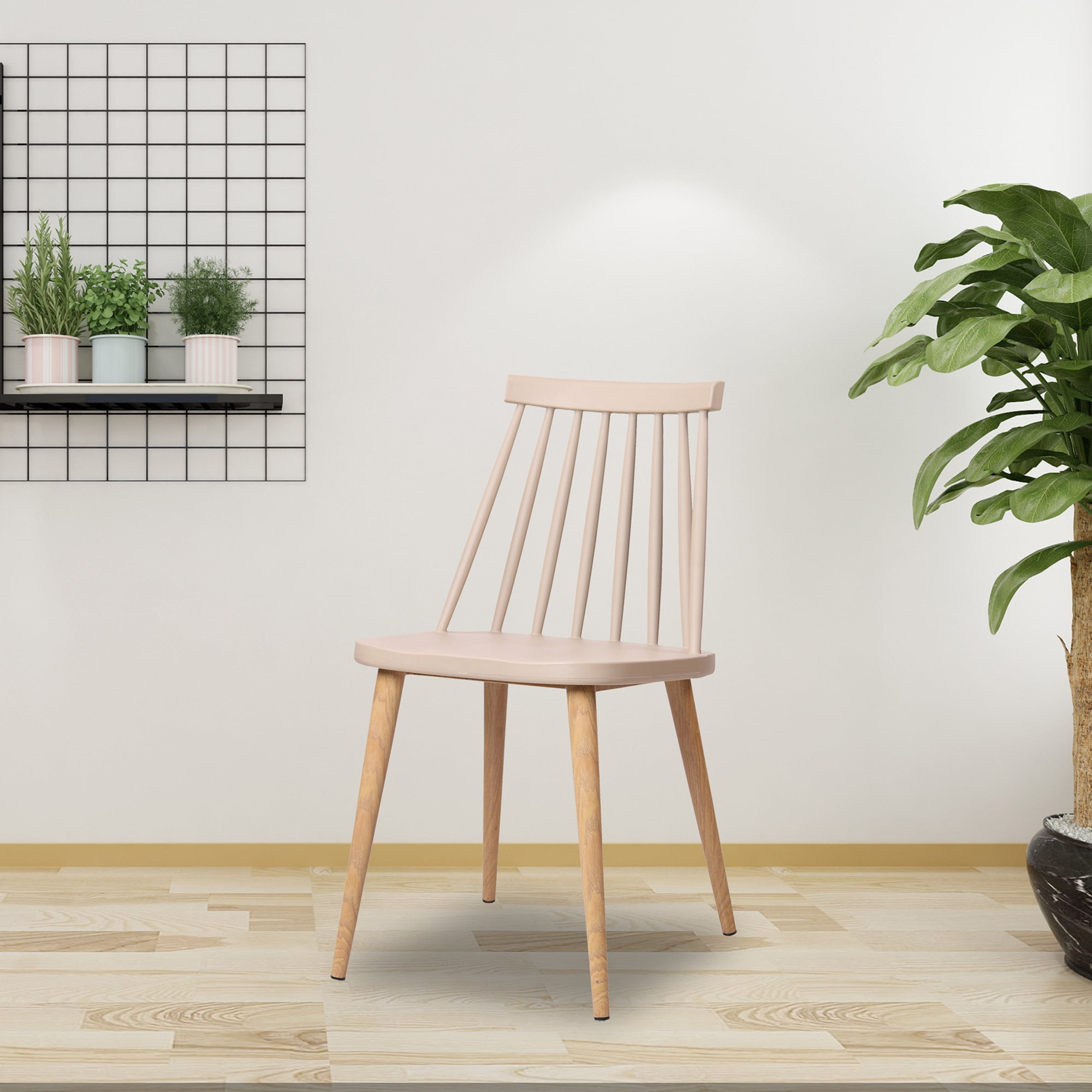 Abble Set of 2 Modern Dining Chairs Indoor Kitchen Chairs -Beige