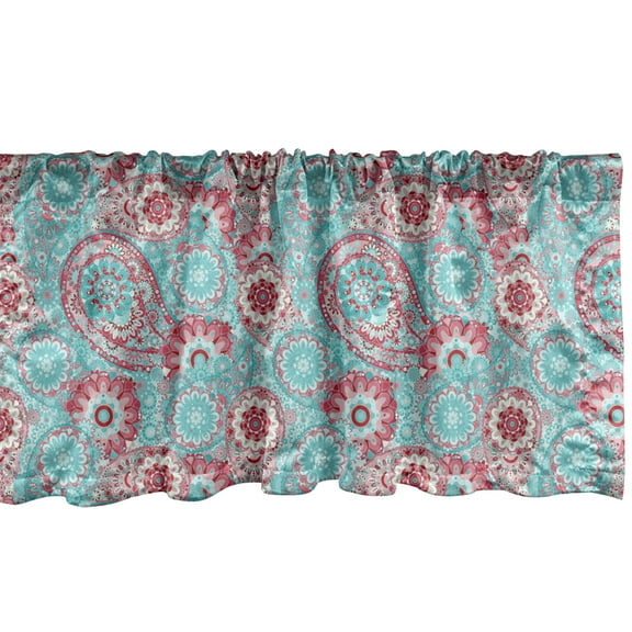 Ambesonne Vintage Window Valance, Oriental Spring Flowers, 54" X 18", Pink Pale Blue